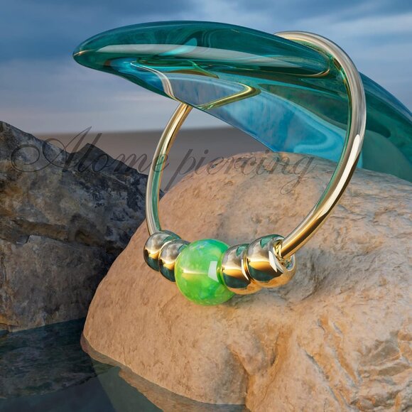 ⚡Gold Opal Bead Ring for Women Elegant Adjustable Band Minimalist Jewelry Gift - Picture 6 of 9